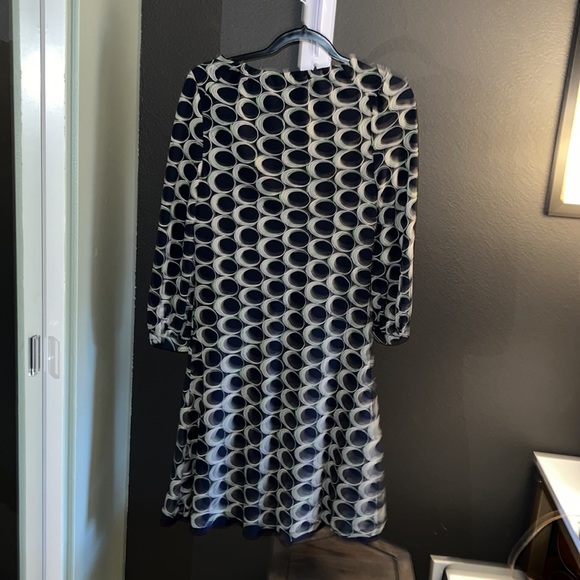 moulinette soeurs, Anthropologie, navy dress with tan ovals “Elipses” dress - Picture 6 of 11